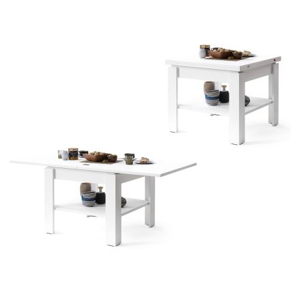 Opvouwbare salontafel met plank LIA wit