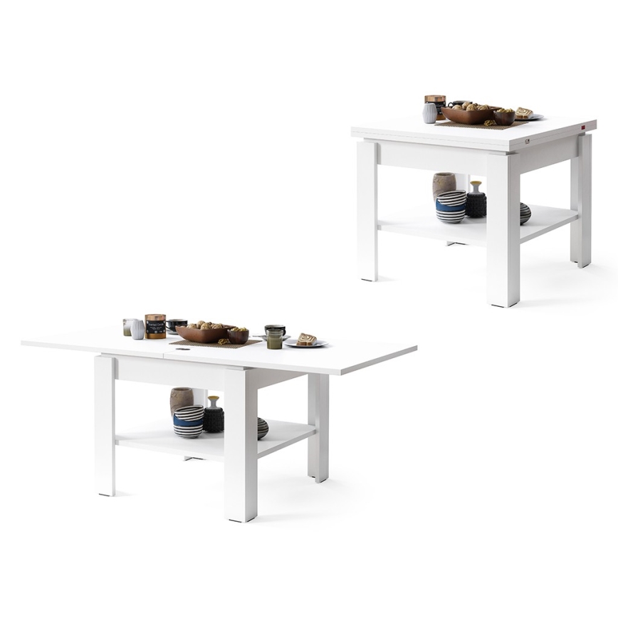 Opvouwbare salontafel met plank LIA wit