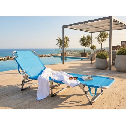 Opvouwbare verstelbare ligstoel SUNO 56x190 cm, blauw