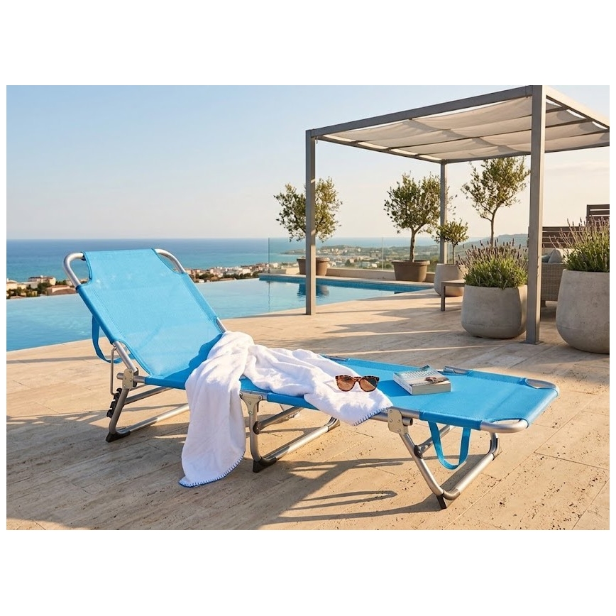 Opvouwbare verstelbare ligstoel SUNO 56x190 cm, blauw