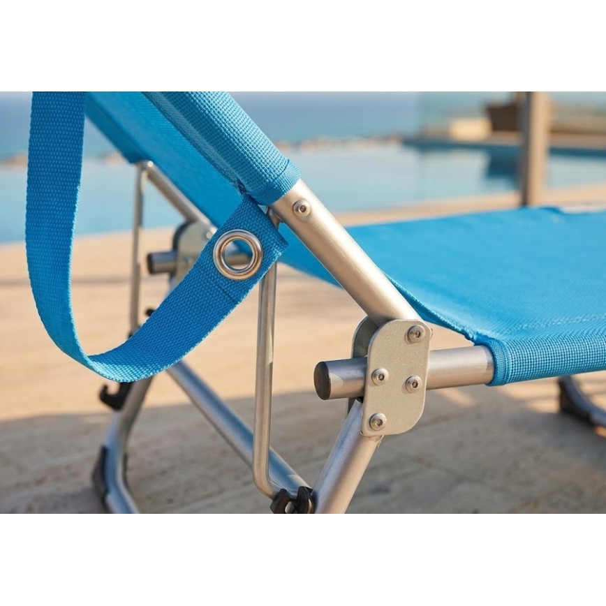 Opvouwbare verstelbare ligstoel SUNO 56x190 cm, blauw