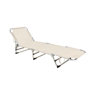Opvouwbare verstelbare ligstoel SUNO 56x190 cm, crème