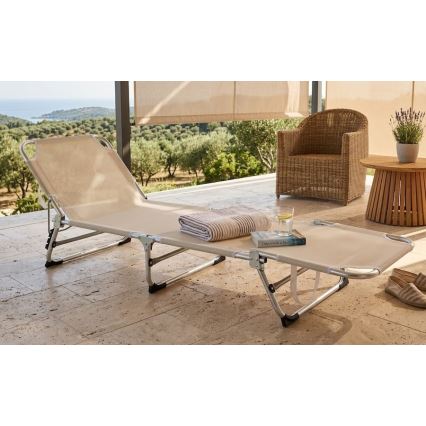 Opvouwbare verstelbare ligstoel SUNO 56x190 cm, crème