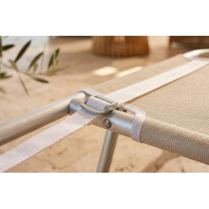 Opvouwbare verstelbare ligstoel SUNO 56x190 cm, crème