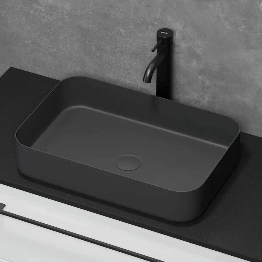 Opzetwastafel LJORDAL 52x34 cm staal/zwart