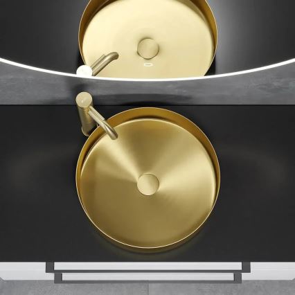 Opzetwastafel LJORDAL Ø 40 cm, staal/messing