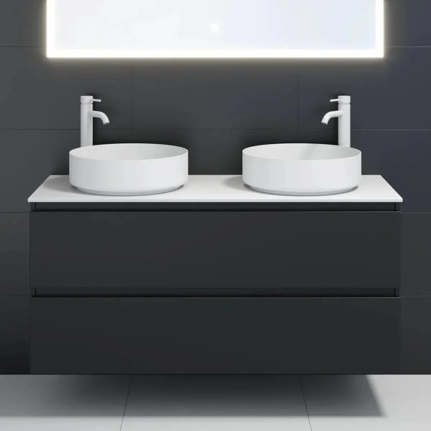 Opzetwastafel LJORDAL Ø 40 cm, staal/wit