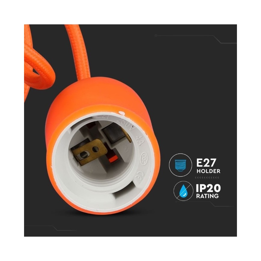 Oranje Hanglamp aan een koord 1x E27 / 60W / 230V