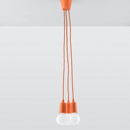 Oranje lampen aan koord DIEGO 3x E27 / 60W / 230V