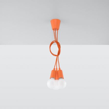 Oranje lampen aan koord DIEGO 3x E27 / 60W / 230V