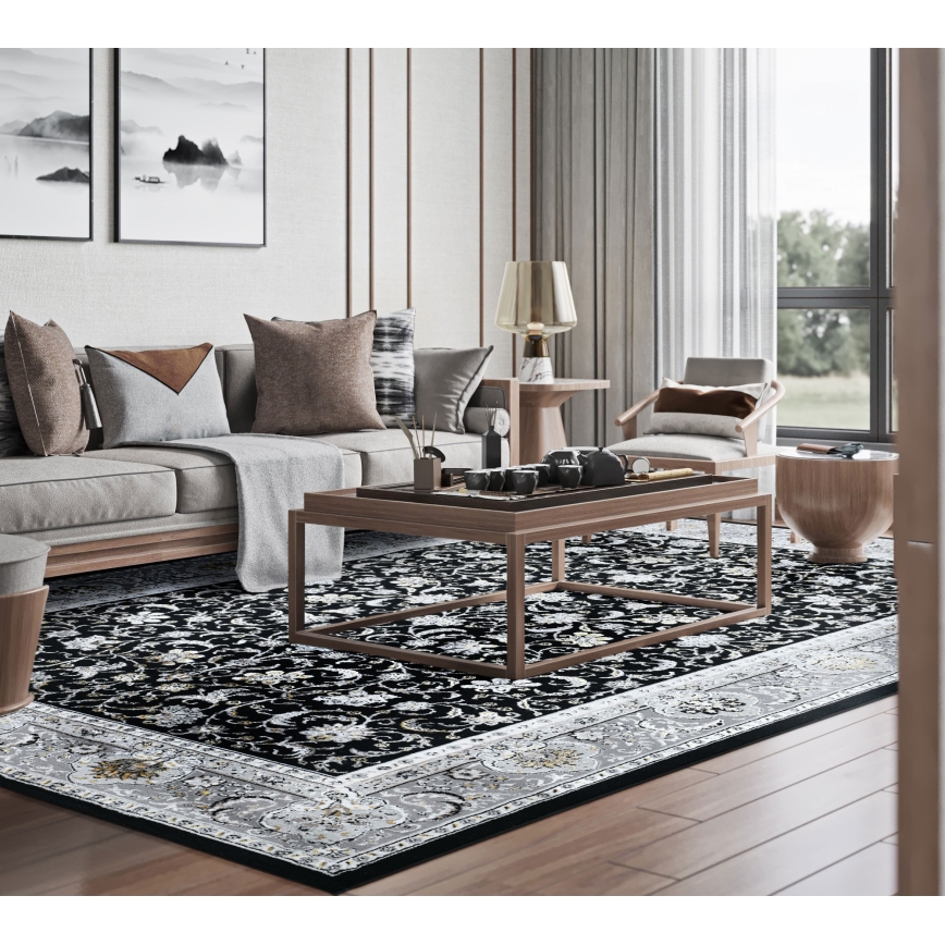 Oriëntaals vloerkleed GRECE 120x170 cm 2150 g/m2 zwart/grijs/wit