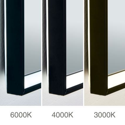 LED-verwarmde wandspiegel voor de badkamer met LED-achterverlichting FRAME LED/48W/230V 3000/4000/6000K 60x45 cm IP44