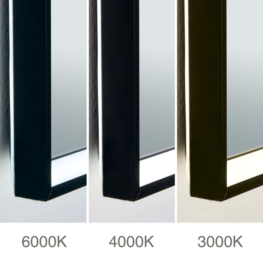 LED-verwarmde wandspiegel voor de badkamer met LED-achterverlichting FRAME LED/48W/230V 3000/4000/6000K 60x45 cm IP44