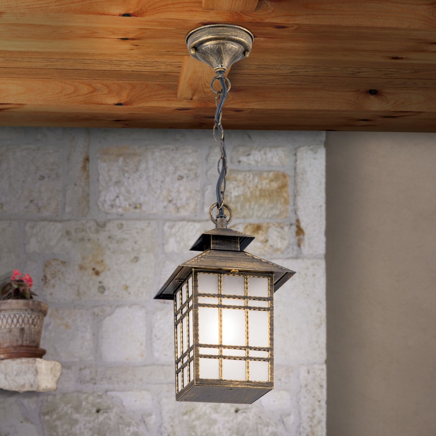 Hanglamp voor buiten KIKO 1xE27/11W/230V IP44 brons/patina