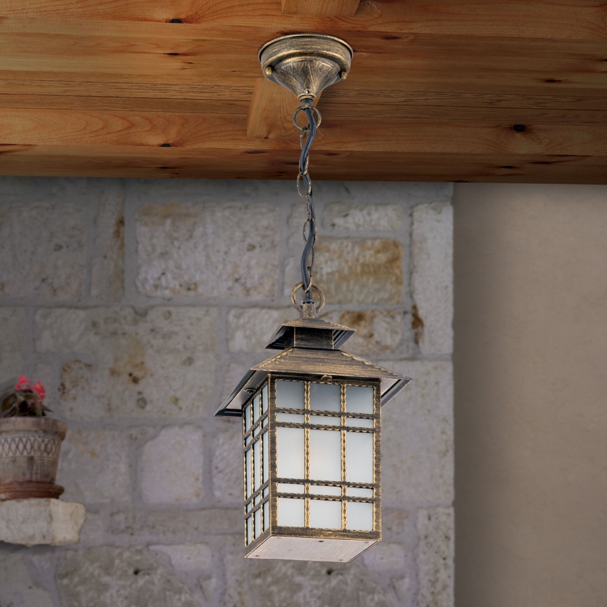 Hanglamp voor buiten KIKO 1xE27/11W/230V IP44 brons/patina