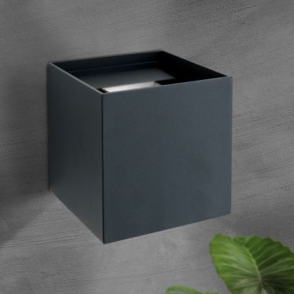 LED Wandlamp voor buiten CUBE 2xLED/3W/230V IP54 antraciet