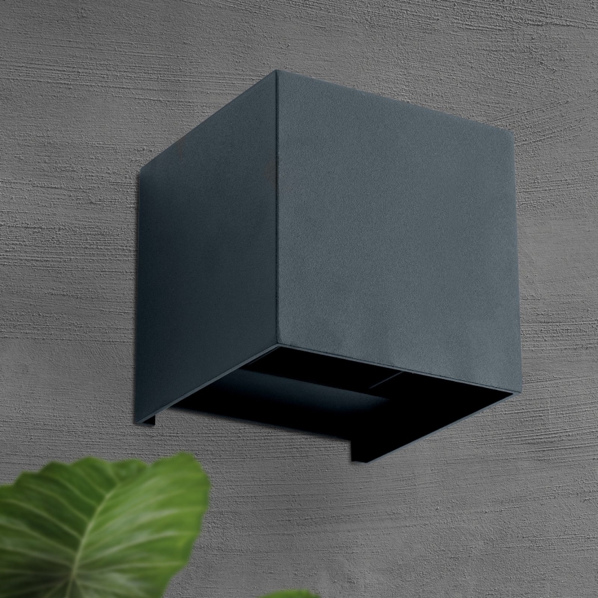 LED Wandlamp voor buiten CUBE 2xLED/3W/230V IP54 antraciet