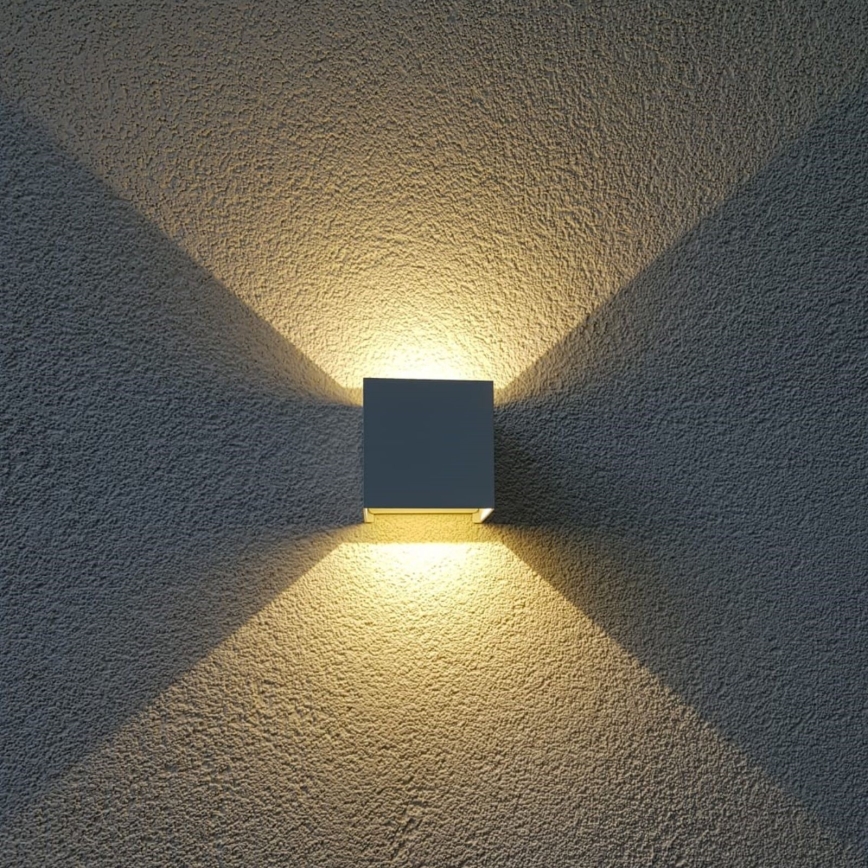 LED Wandlamp voor buiten CUBE 2xLED/3W/230V IP54 wit