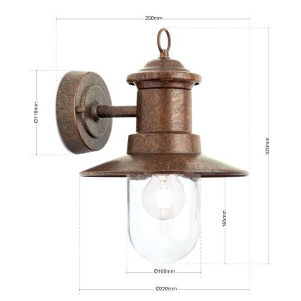 Buiten wandlamp LEONIE 1xE27/60W/230V IP44 brons