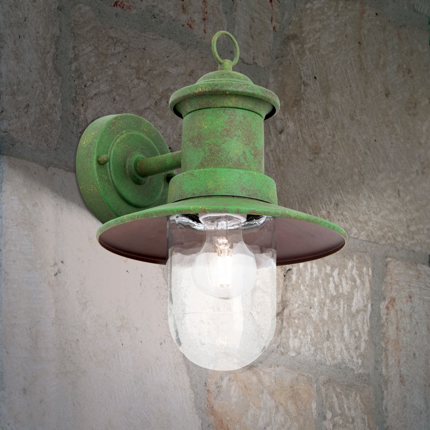 Buiten wandlamp LEONIE 1xE27/60W/230V IP44 groen