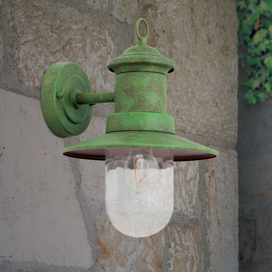 Buiten wandlamp LEONIE 1xE27/60W/230V IP44 groen