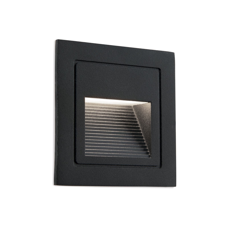LED Inbouw lamp LORO LED/2W/230V IP65 zwart