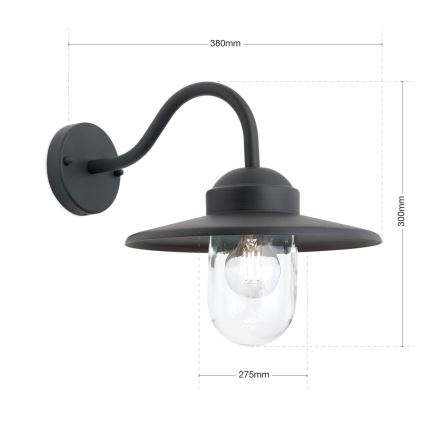 Buitenwandlamp EDWARD 1x E27/60W/230V IP44 antraciet