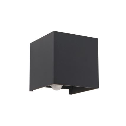 LED Buitenwandlamp met bewegings- en schemersensor CUBE-S LED/13W/230V IP54 antraciet