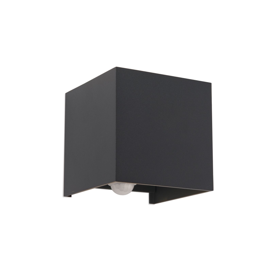 LED Buitenwandlamp met bewegings- en schemersensor CUBE-S LED/13W/230V IP54 antraciet