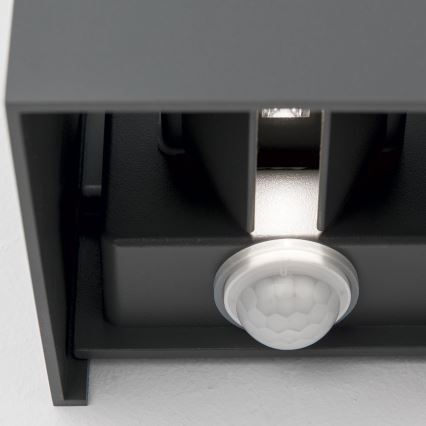 LED Buitenwandlamp met bewegings- en schemersensor CUBE-S LED/13W/230V IP54 antraciet