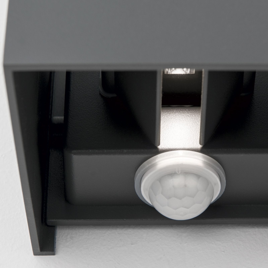 LED Buitenwandlamp met bewegings- en schemersensor CUBE-S LED/13W/230V IP54 antraciet