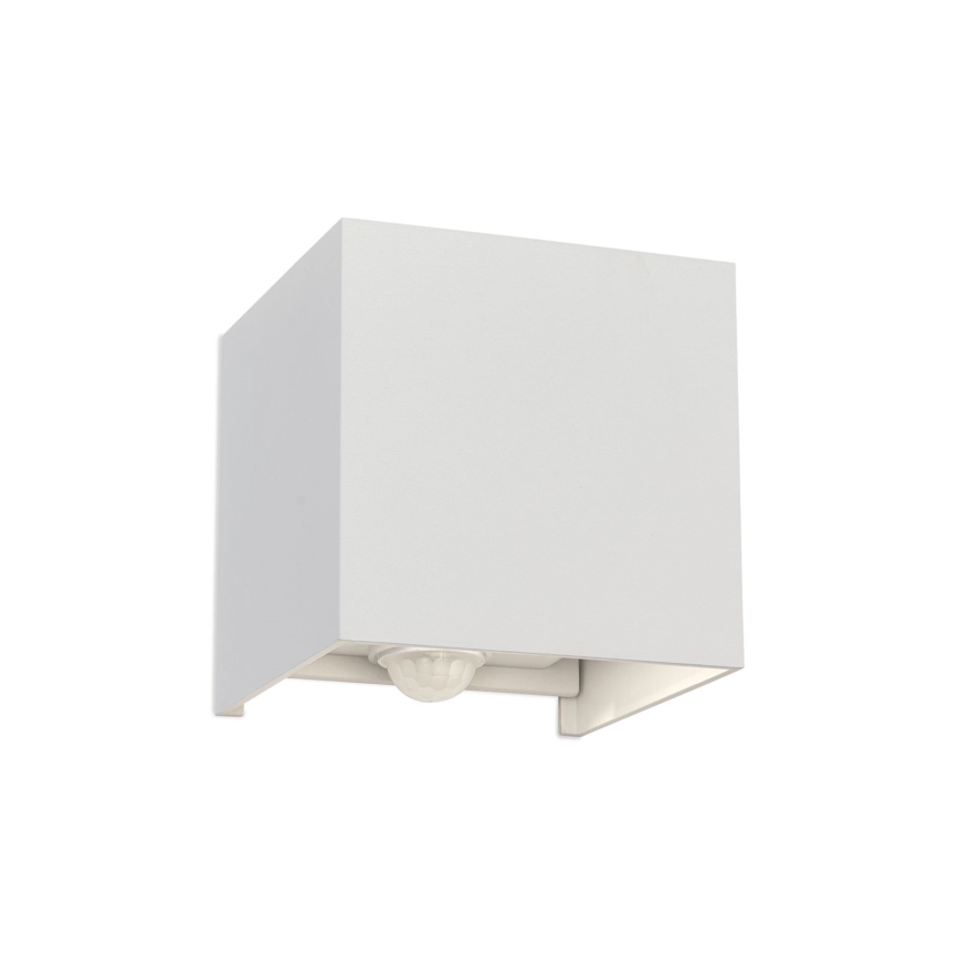 LED Buitenwandlamp met bewegings- en schemersensor CUBE-S LED/13W/230V IP54 wit