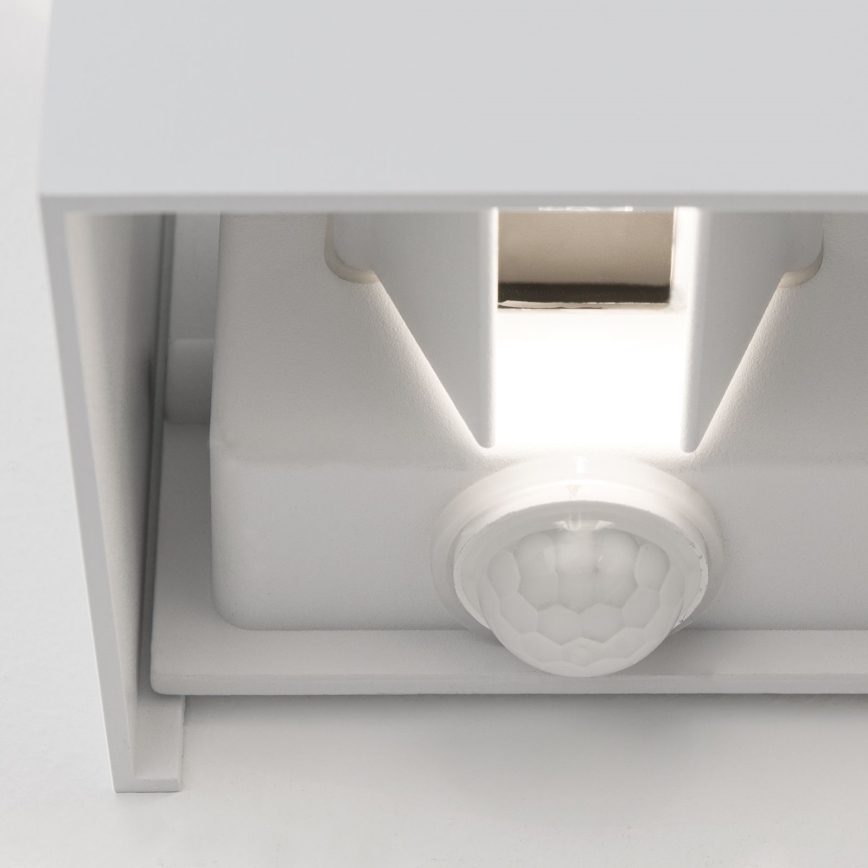 LED Buitenwandlamp met bewegings- en schemersensor CUBE-S LED/13W/230V IP54 wit