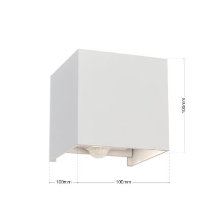 LED Buitenwandlamp met bewegings- en schemersensor CUBE-S LED/13W/230V IP54 wit