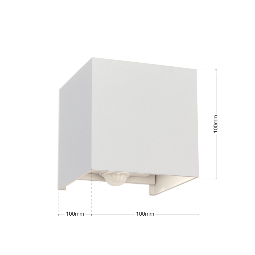 LED Buitenwandlamp met bewegings- en schemersensor CUBE-S LED/13W/230V IP54 wit