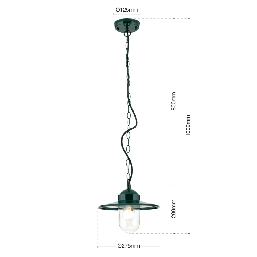 Hanglamp voor buiten EDWARD 1xE27/60W/230V IP44 groen