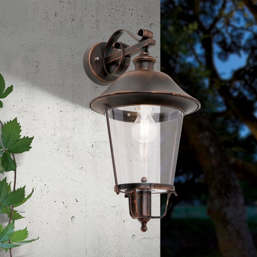 Buiten wandlamp KENZO 1xE27/100W/230V IP44 brons/patina