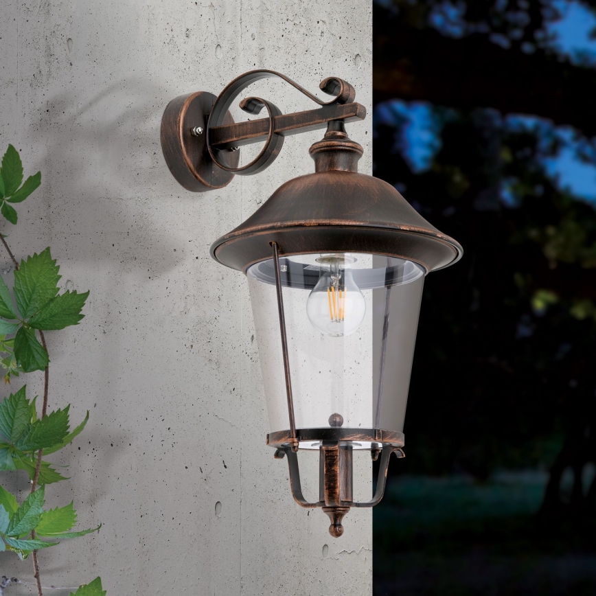 Buiten wandlamp KENZO 1xE27/100W/230V IP44 brons/patina