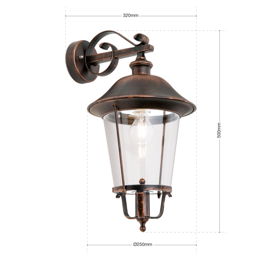 Buiten wandlamp KENZO 1xE27/100W/230V IP44 brons/patina
