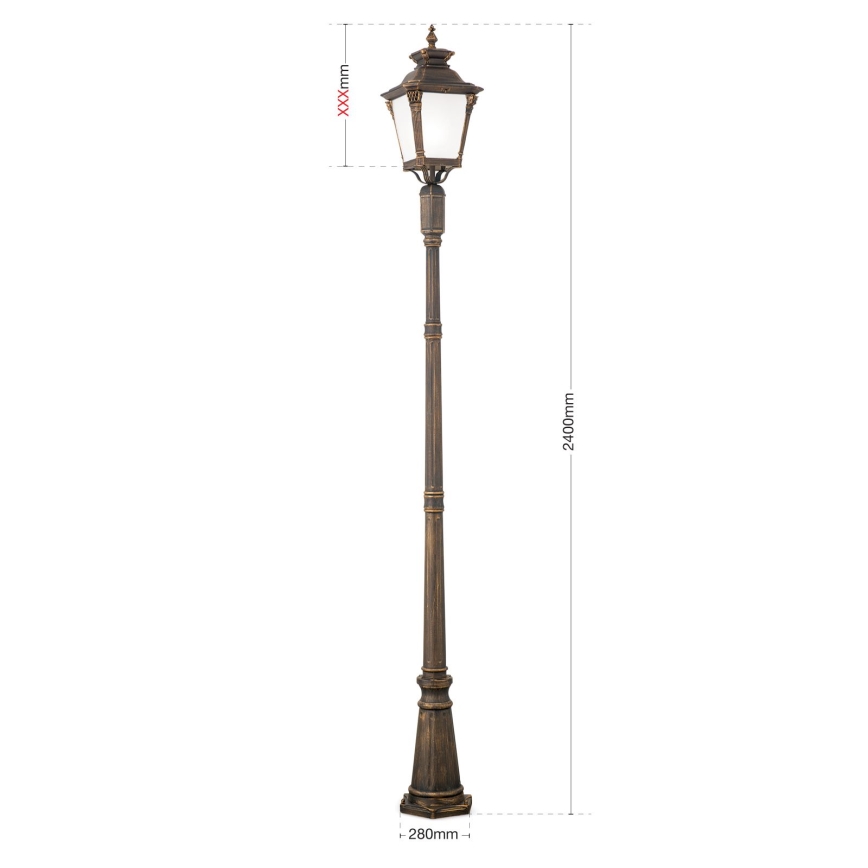 Buitenlamp AIKO 1xE27/60W/230V 240 cm IP23 brons/patina