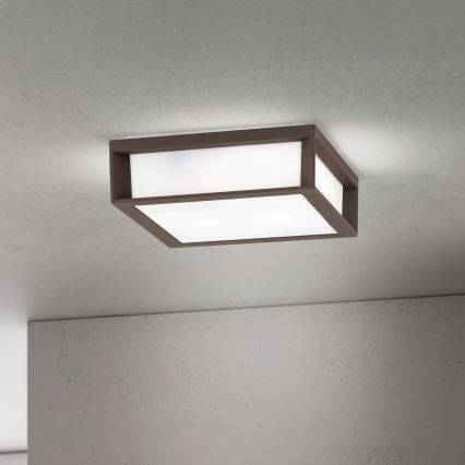 Buitenlamp HENRY 2xE27/15W/230V 26x26 cm IP44 bruin
