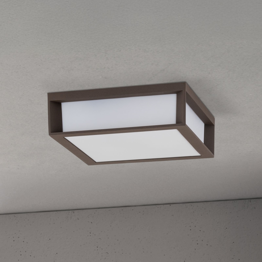 Buitenlamp HENRY 2xE27/15W/230V 26x26 cm IP44 bruin