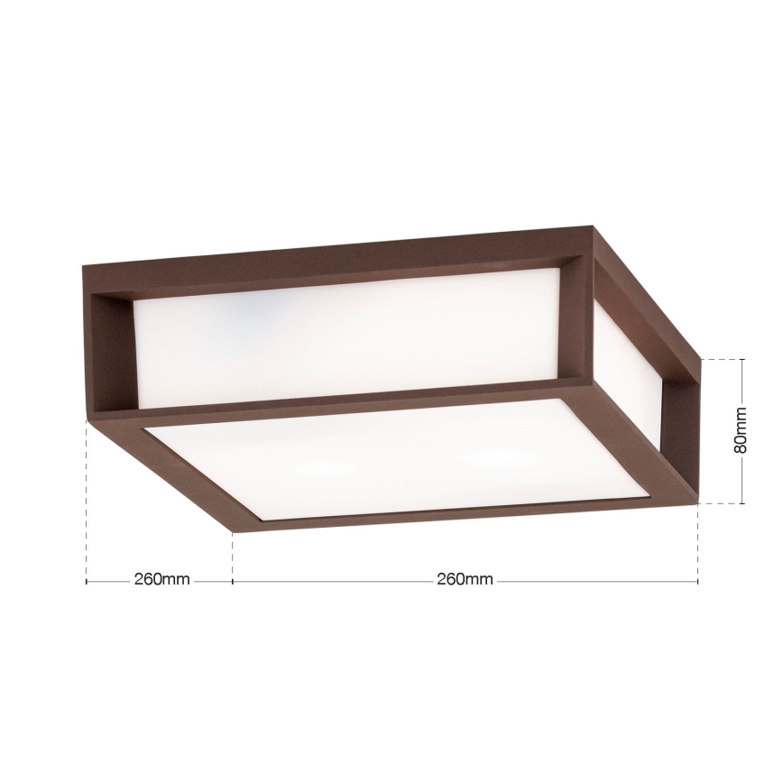 Buitenlamp HENRY 2xE27/15W/230V 26x26 cm IP44 bruin
