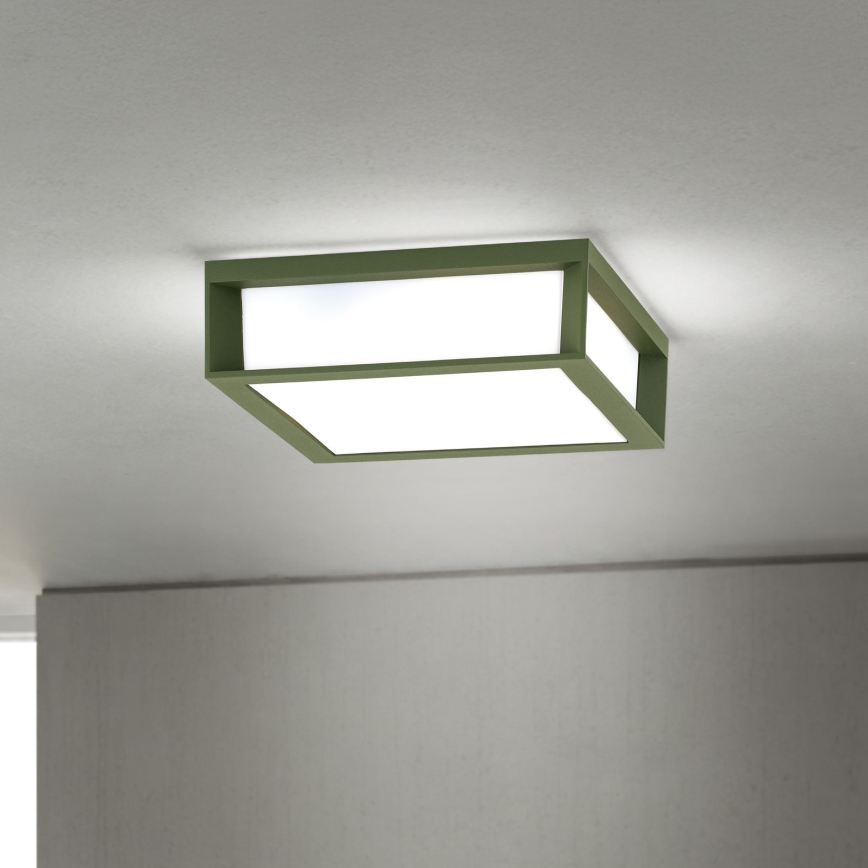 Buitenlamp HENRY 2xE27/15W/230V 26x26 cm IP44 groen