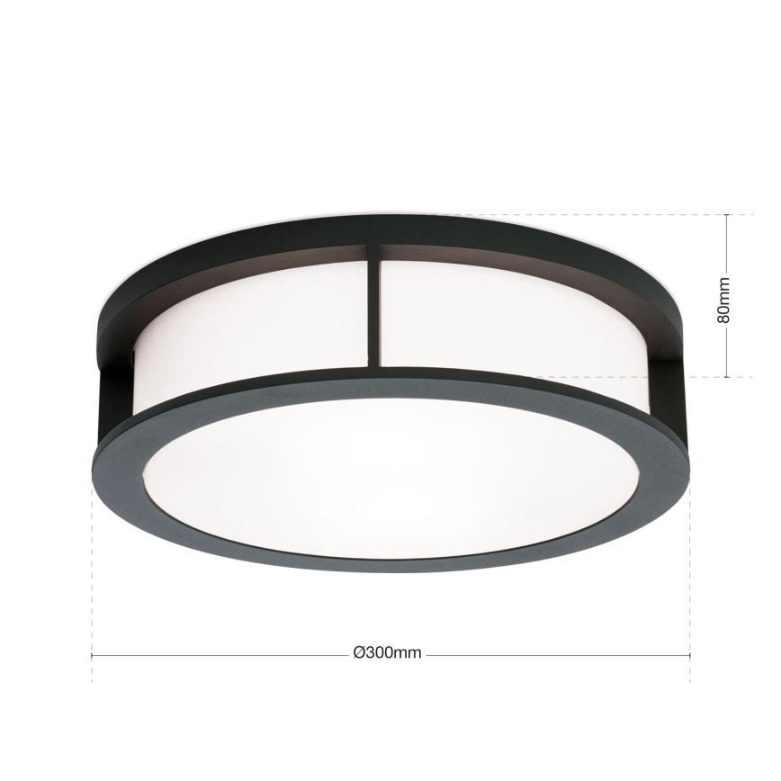 Buitenlamp HENRY 2xE27/15W/230V Ø 30 cm IP44 antraciet