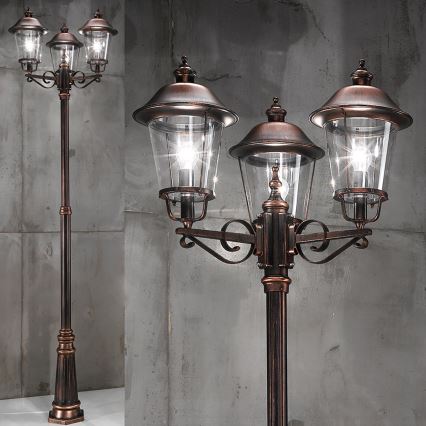 Buitenlamp KENZO 3xE27/100W/230V IP44 brons/patina