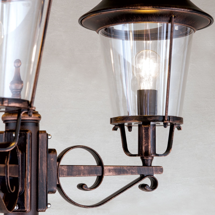 Buitenlamp KENZO 3xE27/100W/230V IP44 brons/patina