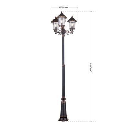 Buitenlamp KENZO 3xE27/100W/230V IP44 brons/patina