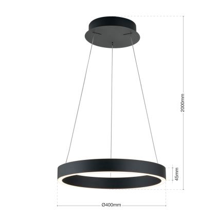 Orion - dimbare LED-hanglamp met kabel KOLK LED/40W/230V 2700/3000/4000K Ø 40 cm zwart