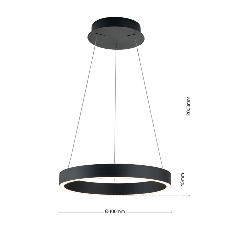 Orion - dimbare LED-hanglamp met kabel KOLK LED/40W/230V 2700/3000/4000K Ø 40 cm zwart